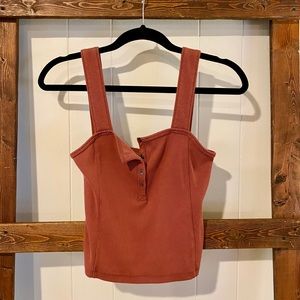 ABERCROMBIE Cropped Henley Top- M